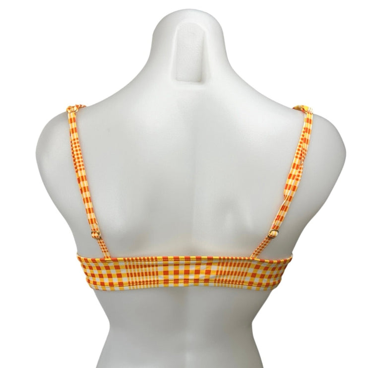 Urban Outfitters Out From Under Yellow Orange Gingham Check Tie Bikini Top Sz M