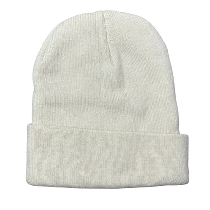 Furtalk Unisex White Knitted Cuffed Winter Bonnet Beanie Cap Hat One Size