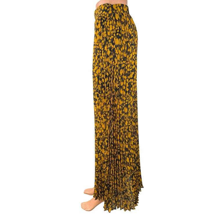 Ba&sh Lamba Pleated Multicolor Printed Chiffon Zipper Maxi A-Line Skirt Size 1