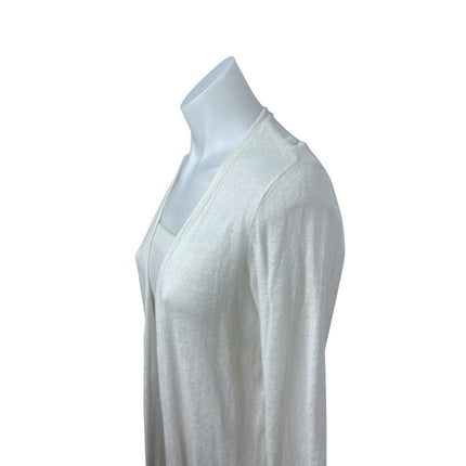Rachel Zoe Womens White Linen Long Sleeve Longline Duster Cardigan Sweater Top M