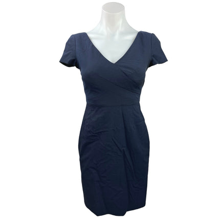 Banana Republic Navy Blue Wool V-Neck Cap Sleeves Mini Sheath Pencil Dress Sz 0