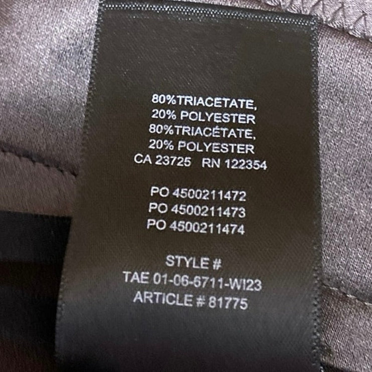 Aritzia Babaton Brown Silk Satin High Rise Tapered Barrel Trousers Pants Size 12