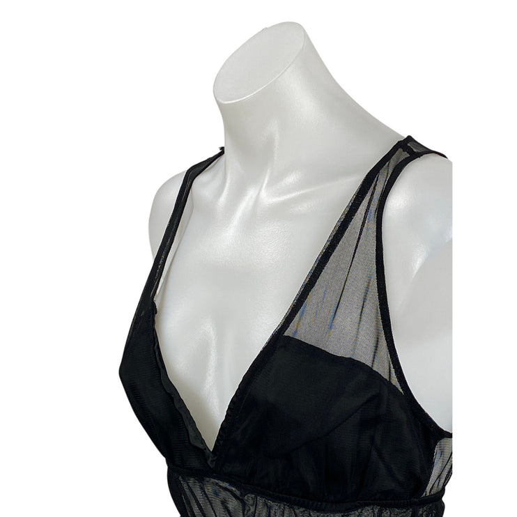 Zara Women's Black Sleeveless Mesh Ruffle Tiered Peplum Tank Blouse Top Size S