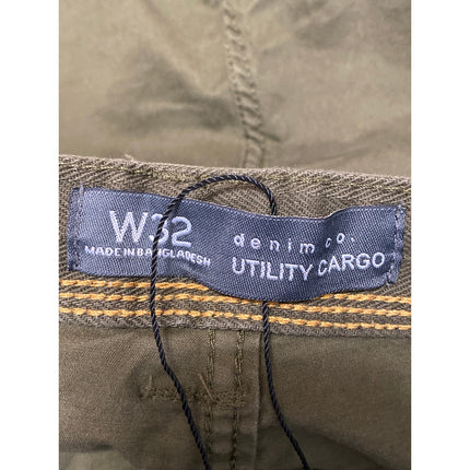 Denim Co Men's Green Mid Rise Utility Cargo Hiking Camp Bermuda Shorts Size 32