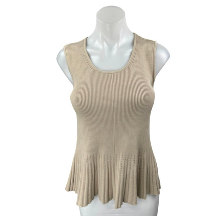 Club Monaco Cream Tan Rib Knit Sleeveless Cami Camisole Sweater Tank Top Size S