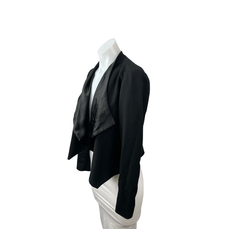 Anthropologie Elevenses Black Long Sleeve Crop Drape Blazer Coat Open Jacket 2
