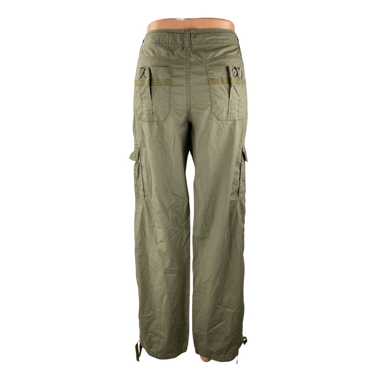 DKNY Jeans Women's Green Mid Rise Loose Straight Baggy Cargo Trousers Pants Sz 4