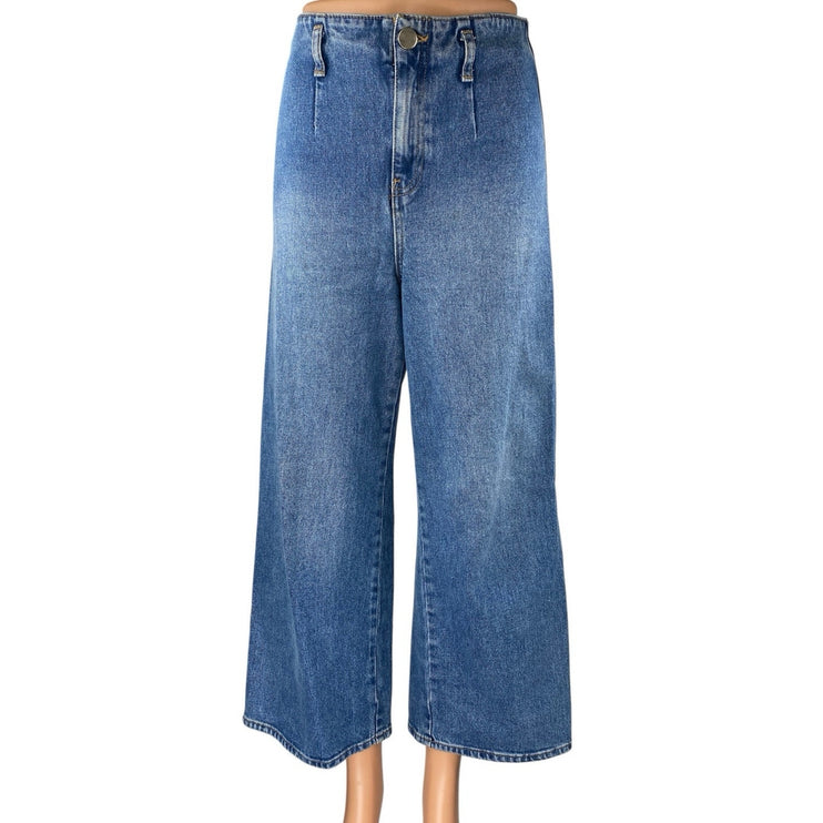 Zara Women's Blue High Waisted Wide leg Baggy Palazzo Denim Jeans Pants Size 4