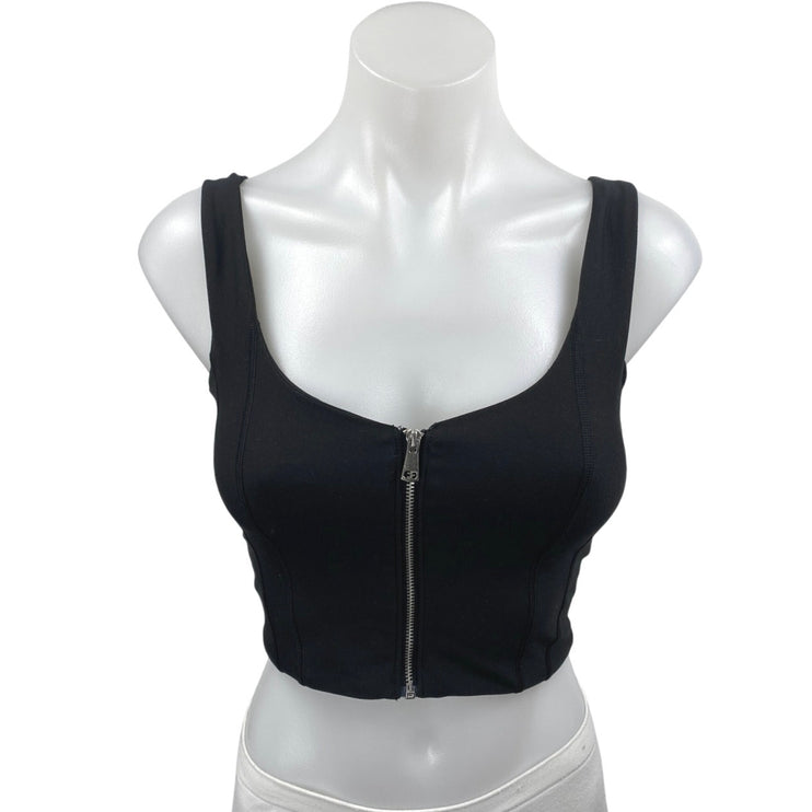 Abercrombie & Fitch YPB Black Sleeveless Zip Up Activewear Crop Tank Top Size S