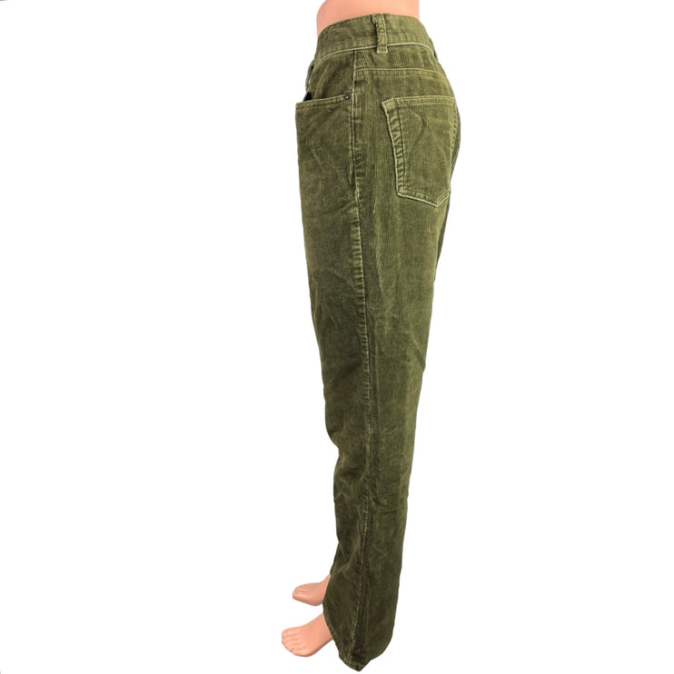 Chaps Green Corduroy High Rise Flared Leg Bootcut Ankle Trouser Jeans Pants Sz 4