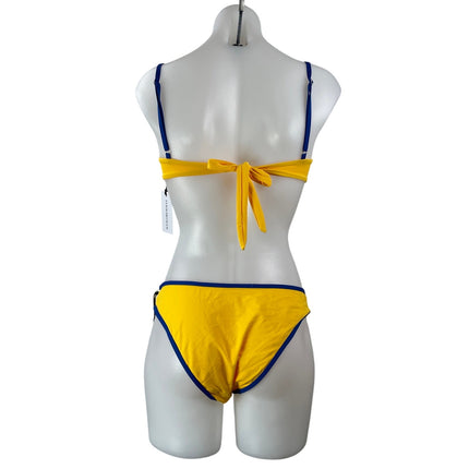 NEW WeWoreWhat Yellow Blue Classic Scoop Bustier 2 Piece Set Swimwear Size S/M
