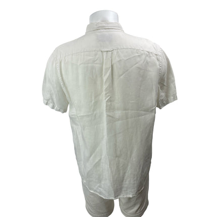 Everlane Mens White Short Sleeves Collared Pocket Casual Button Down Shirt Top L