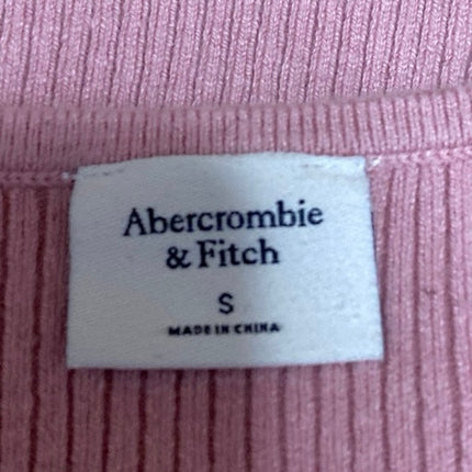 Abercrombie & Fitch Women's Pink Rib Knit Sleeveless Slim Crop Blouse Tank Top S