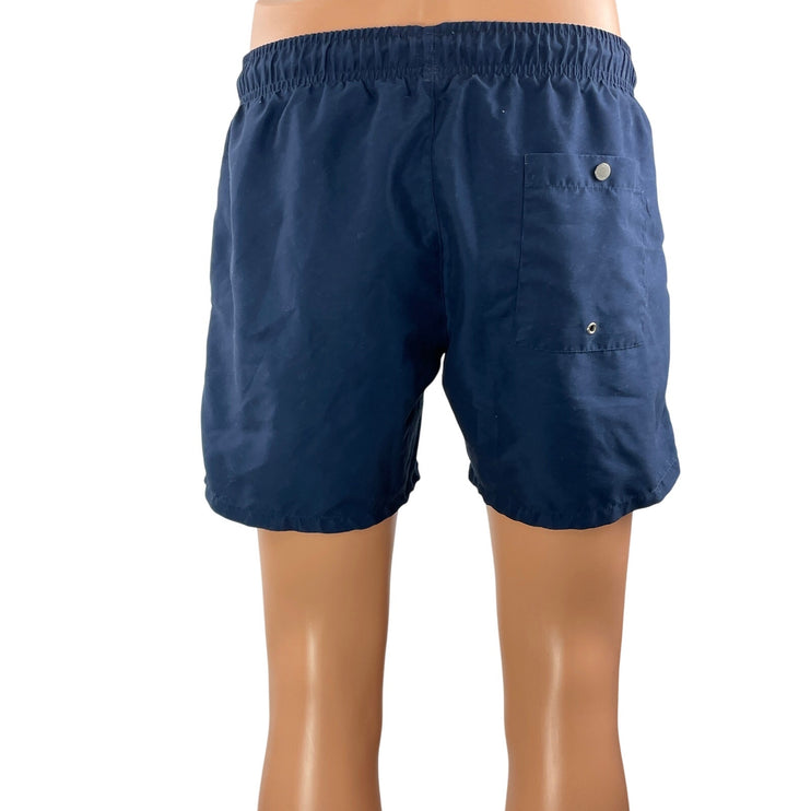 Lacoste Men's Blue Striped Ribbon Print Quick Dry Beach Bermuda Swim Shorts Sz M