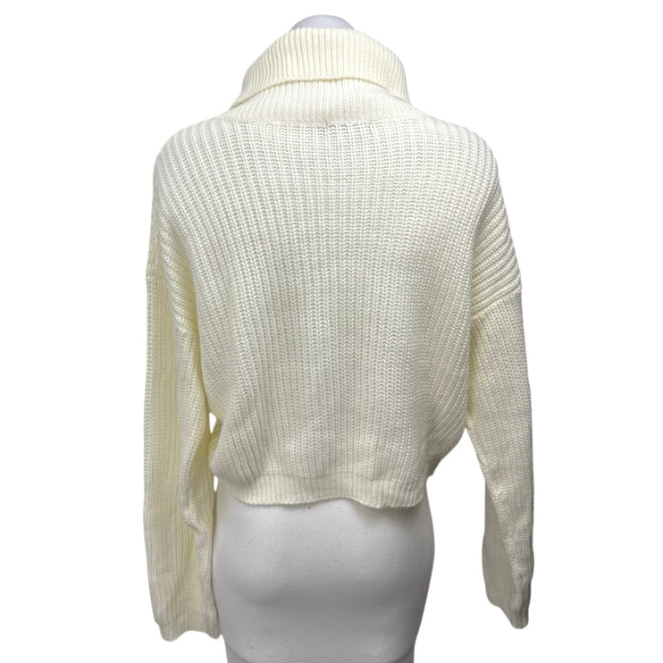 Boohoo Women's Cream White Chunky Knit Turtleneck Long Sleeve Sweater Top Size M