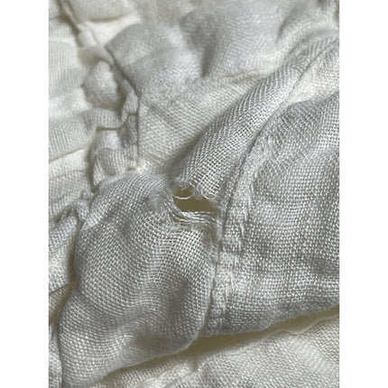 120% Lino Women's White Linen Crinkled V Neck Long Sleeve Tunic Blouse Top S/M