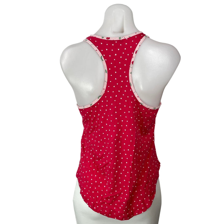 Bundle of 2 PJ Salvage Red Pink Hearts Cherry Racerback Tank Sleepwear Size S