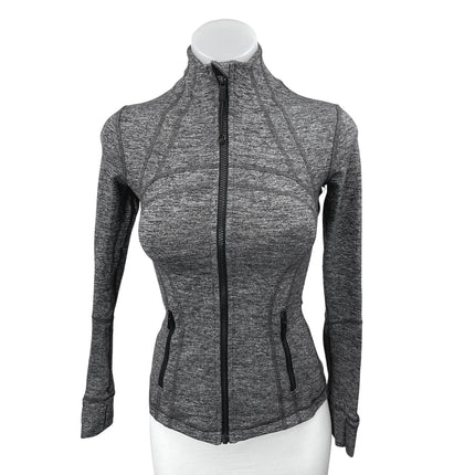 Lululemon Black Heather Swiftly Tech Long Sleeve Full Zip Athletic Jacket Top 2
