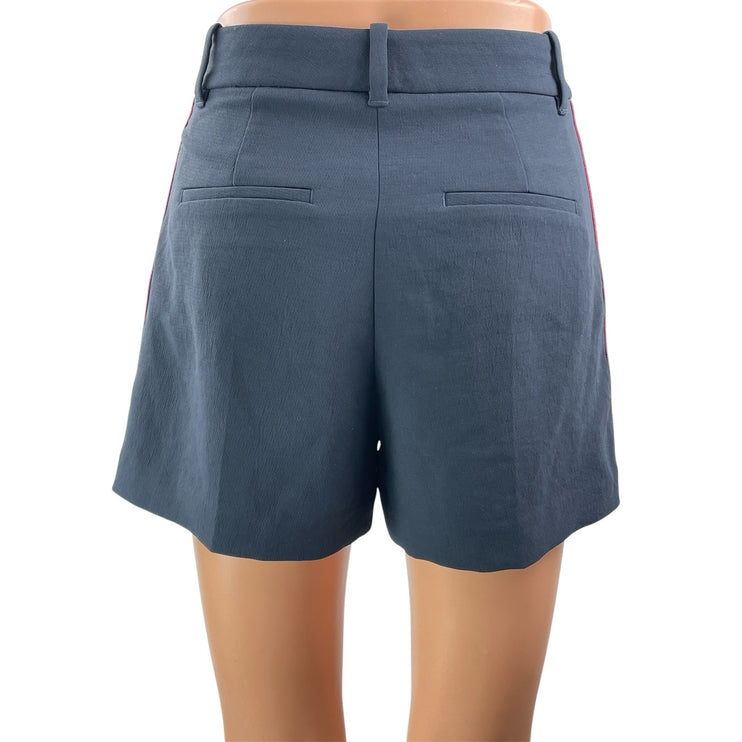 Aritzia Wilfred The Effortless Blue Pleated Side Striped Tailored Mini Shorts 0
