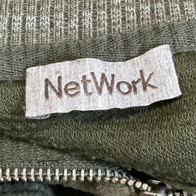 NetWork Men's Forest Green Ribbed Knit 1/4 Zip Long Sleeve Sweater Top Size L