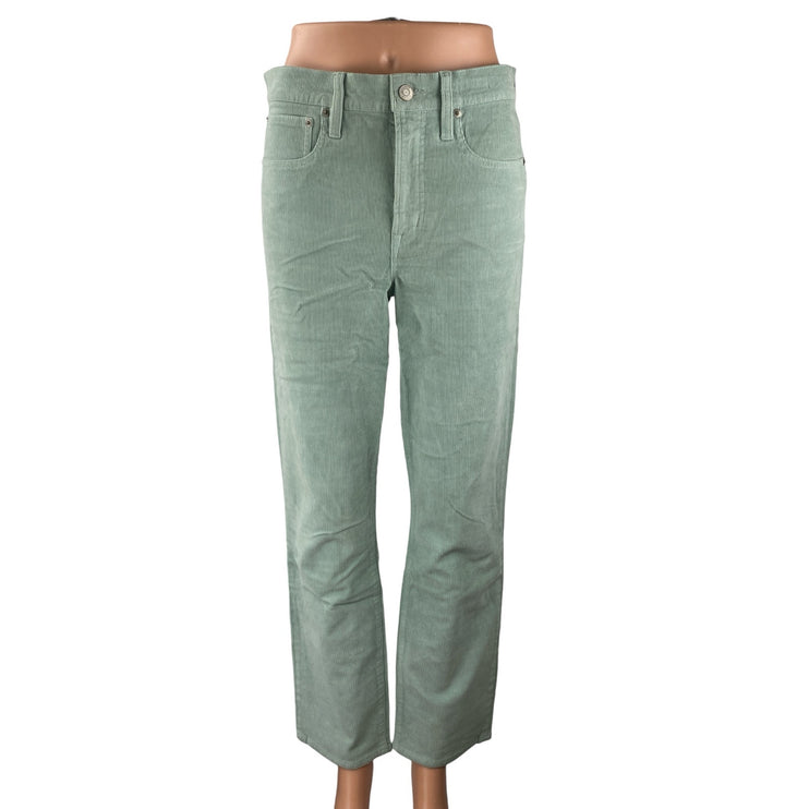 J.Crew Vintage Slim Straight Women's Green Corduroy High Rise Trousers Pants 28