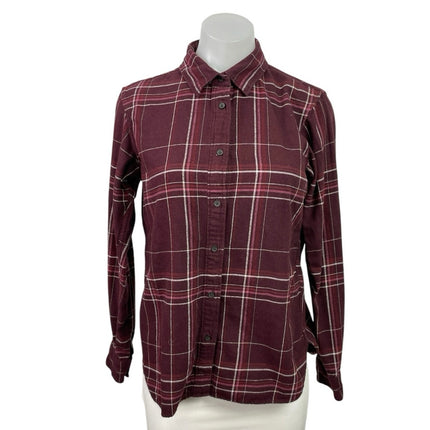 Uniqlo Womens Red Plaid Flannel Check Long Sleeve Button Down Shirt Top Size S