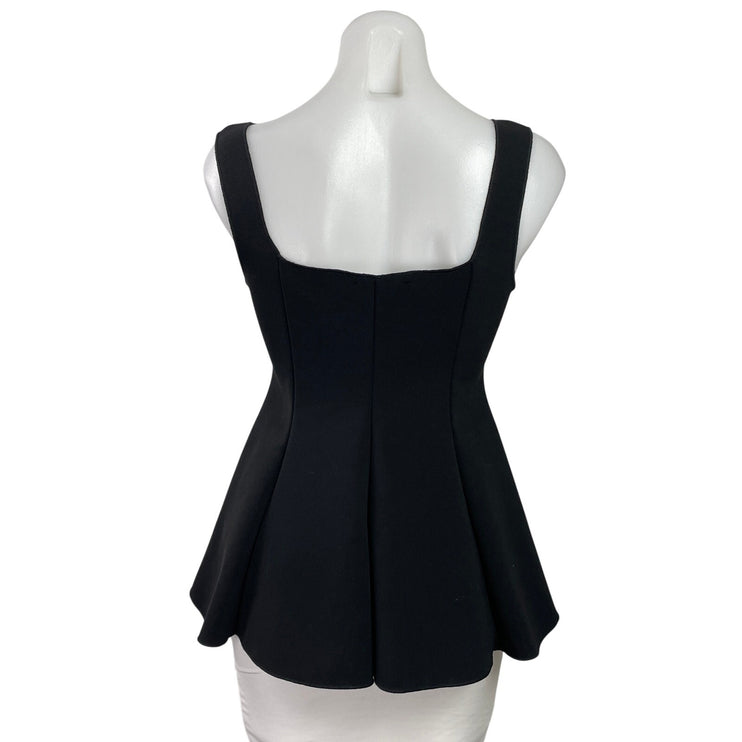 Zara Womens Black Knit Sleeveless Sweetheart Neck Peplum Tank Blouse Top Size L