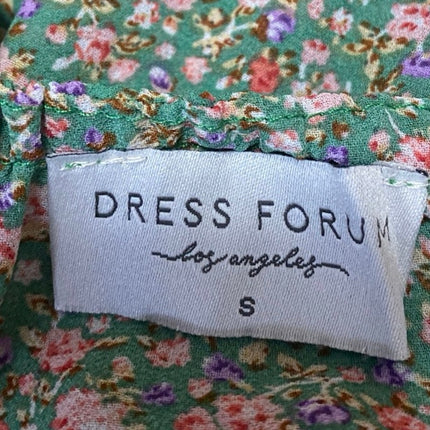 Dress Forum Green Floral Sleeveless Tiered Ruffle Cami Tank Crop Top Size S
