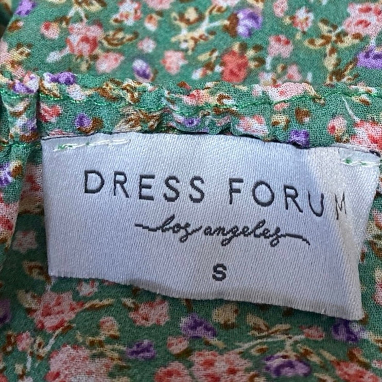 Dress Forum Green Floral Sleeveless Tiered Ruffle Cami Tank Crop Top Size S
