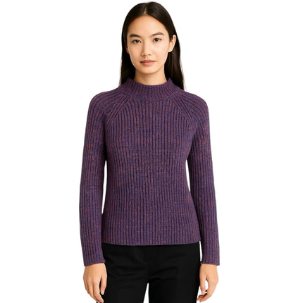 Banana Republic Women's Purple Rib Knit High Neck Long Sleeve Sweater Top Size S