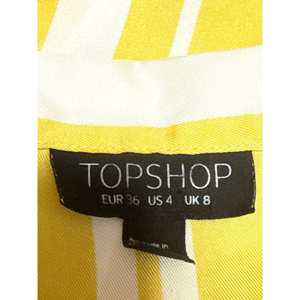 TopShop Women's Yellow Stripe Collared Long Sleeve Button Up Shirt Blouse Top 4