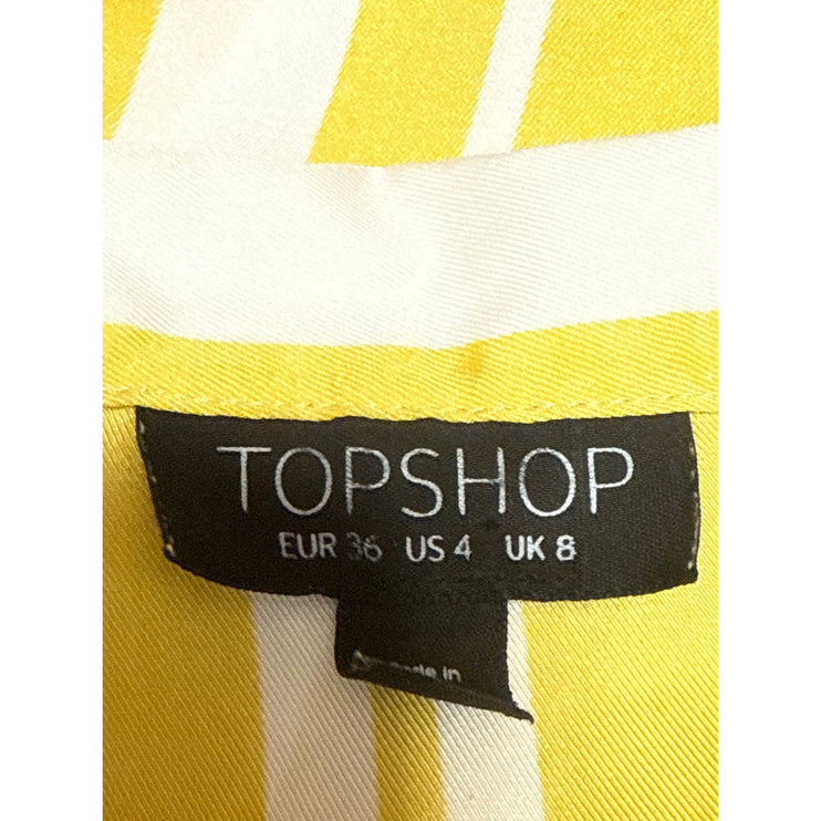 TopShop Women's Yellow Stripe Collared Long Sleeve Button Up Shirt Blouse Top 4