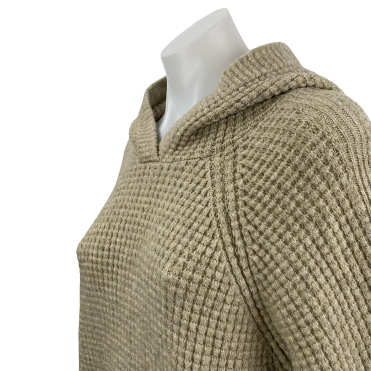 Abercrombie & Fitch Beige Waffle Knit Hoodie Hooded Thermal Sweater Top Size M
