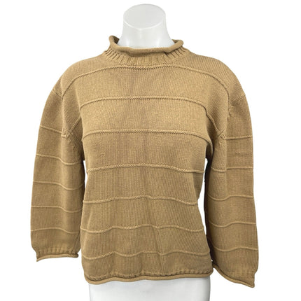 Vintage HOBBs Marilyn Anselm Brown Knitted Mock Neck Long Sleeve Sweater Top S/M