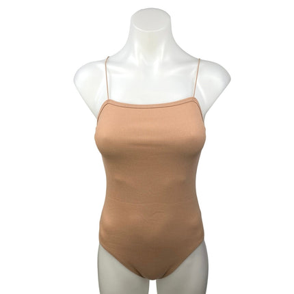 Wild Fable Cream Tan Ribbed Square Neck Spaghetti Cami Camisole Bodysuit Top XS