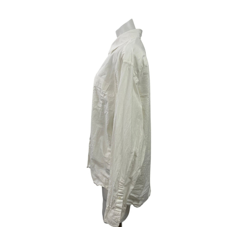 Gap Women's White Cotton Pocket Relaxed Long Sleeve Button Down Shirt Size L
