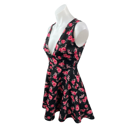 Forever 21 Women's Floral Sleeveless Open Back Mini Skater Flare A-Line Dress M