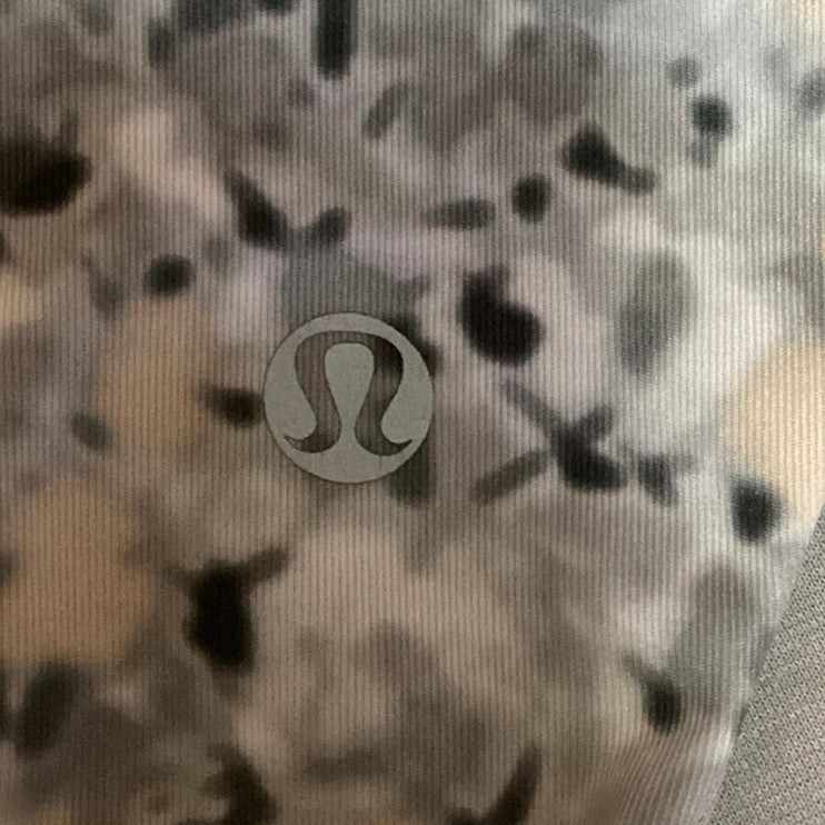 Lululemon Black Gray Leopard Scoop Neck Racerback Athletic Sports Bra Top Size S