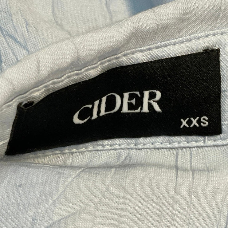 Cider Womens Blue Crinkled Long Sleeve Button Down Shirt & Shorts Set Size XXS