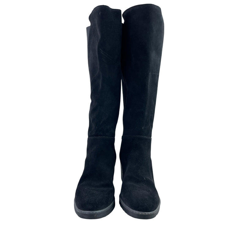 Clarks Hazen Madison Women's Black Suede Leather Wedge Heels Knee High Boots 12