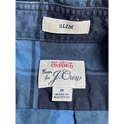 J.Crew Men's Blue Plaid Flannel Slim Oxford Long Sleeve Button Down Shirt Top M