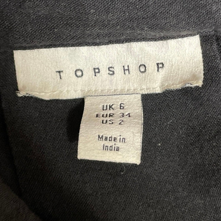 Topshop Womens Black Oversized Relaxed Long Sleeve Boyfriend Button Down Shirt 2