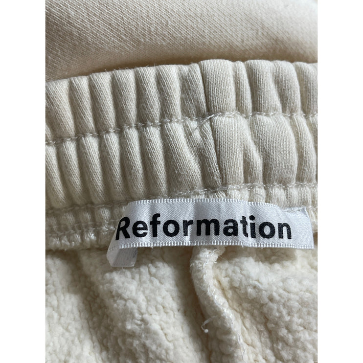 Reformation White Fleece High Waist Tapered Leg Trousers Joggers Sweat Pants XS