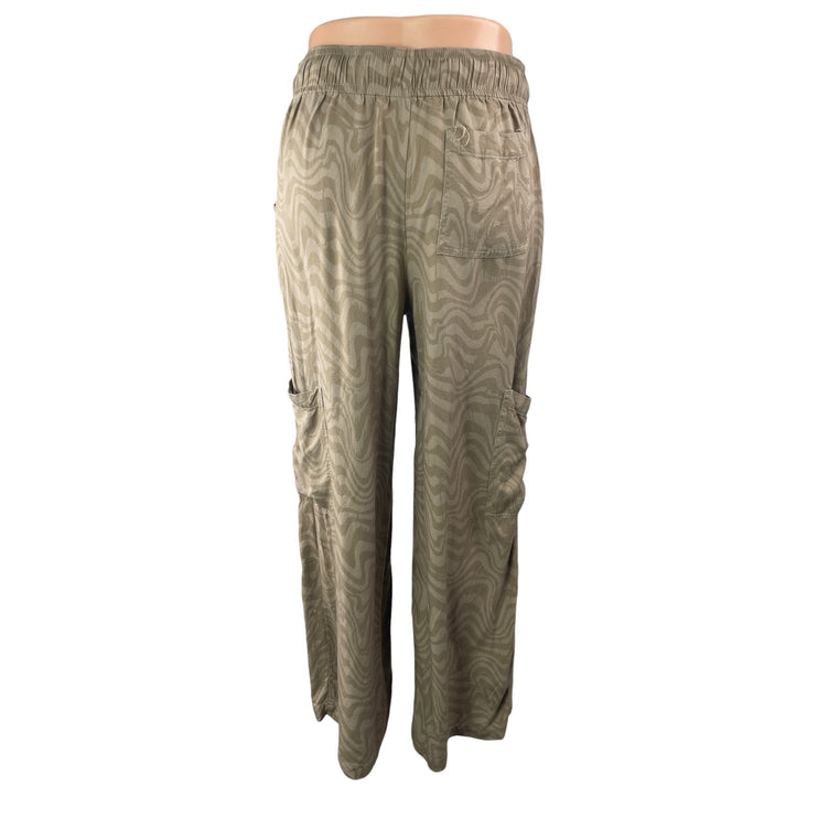 Urban Outfitters Green High Rise Elastic Waist Cargo Wide Leg Trouser Pants Sz M