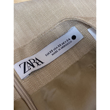 Zara Women's Beige Rosette Floral Bow Front Low Rise Zipper MIni Pencil Skirt XS