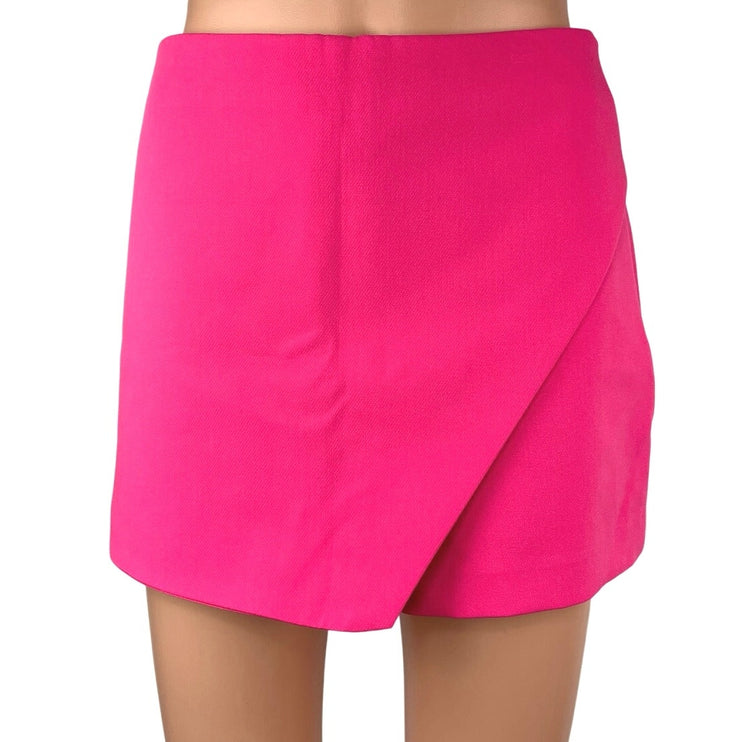 Zara Pink Side Zip High Waisted Stretch Faux Wrap Mini Casual Shorts Size S