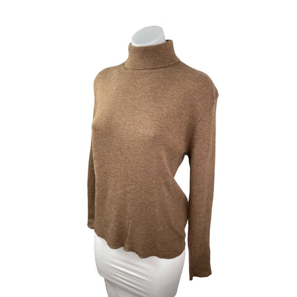 Pendleton Women's Tan 100% Wool Turtleneck Long Sleeve Knit Sweater Top Size 12