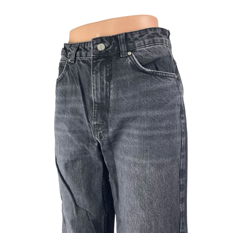 Zara Women's Black High Waisted Straight Wide Leg Baggy Denim Jeans Pants Size 6