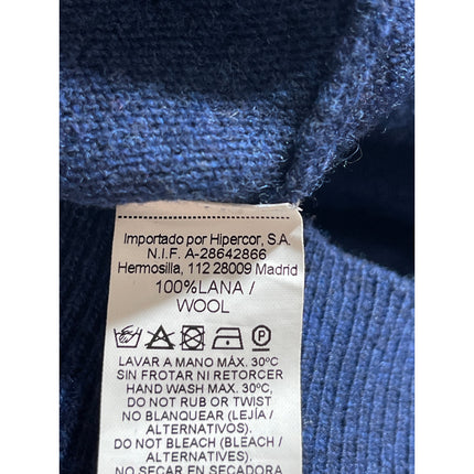DOC Men's Blue 100% Lambswool Polo Long Sleeve Sweatshirt Sweater Top Size M