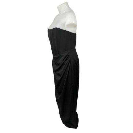 NEW Showpo Avery Black Ruched Drape Strapless Tube Bandeau Midi Bodycon Dress 14